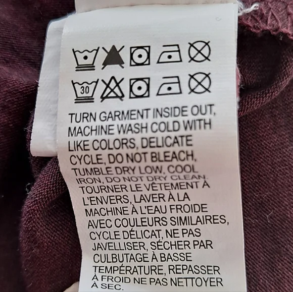 LUCKY BRAND Tee Shirt Top Mens M Henley Venice Burnout Long Sleeve Maroon - Picture 6 of 7